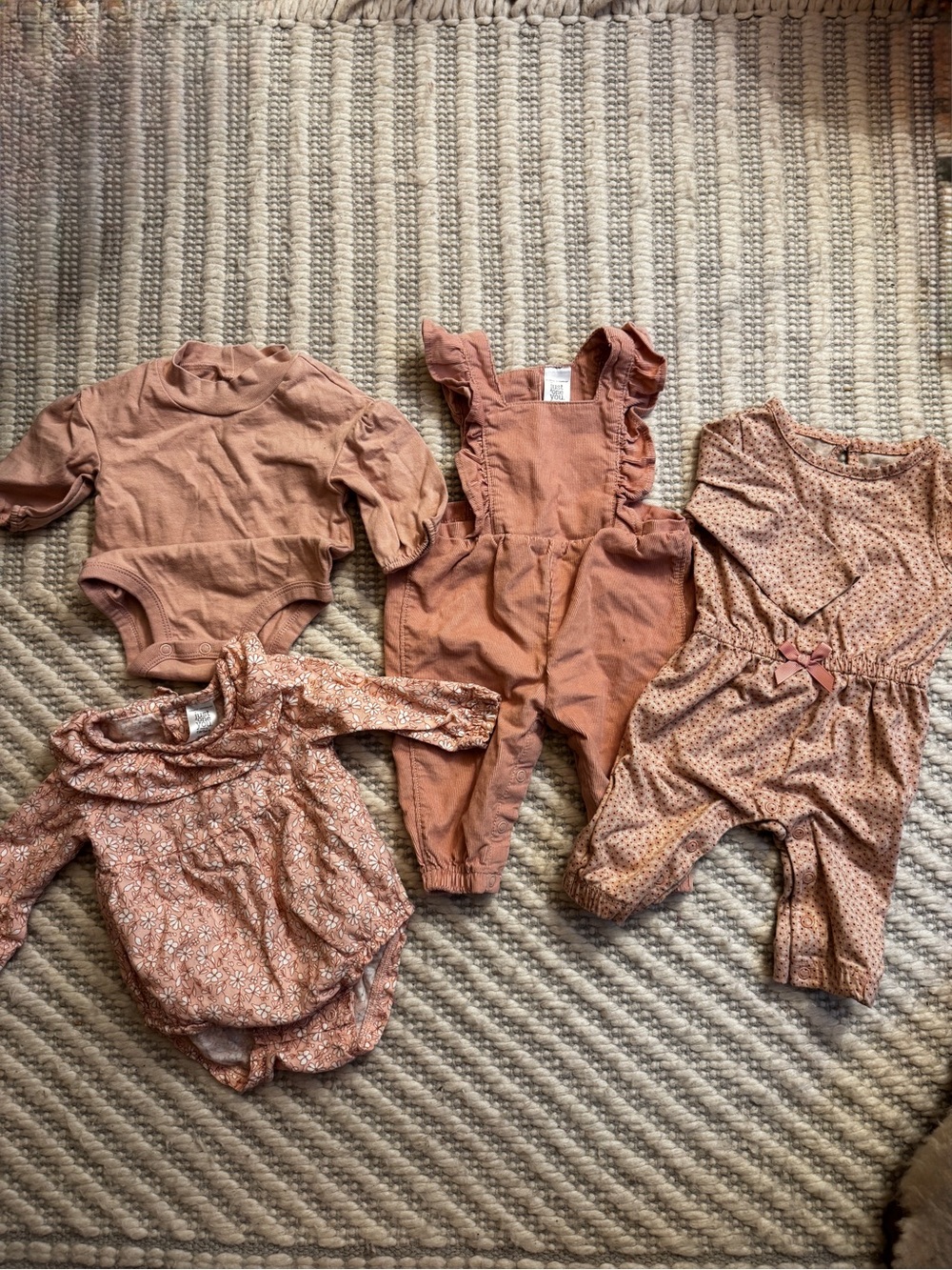 Kids Matching Set - Dusty Rose Rompers & Overalls